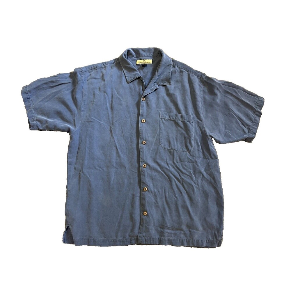 Tommy Bahama 100% Silk Blue Relax Short Sleeve Shirt Large